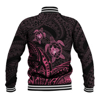 Pink Black Polynesia Floral Sea Turtle Baseball Jacket LT14 - Polynesian Pride