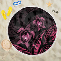 Pink Black Polynesia Floral Sea Turtle Beach Blanket LT14 One Size 150cm Black - Polynesian Pride