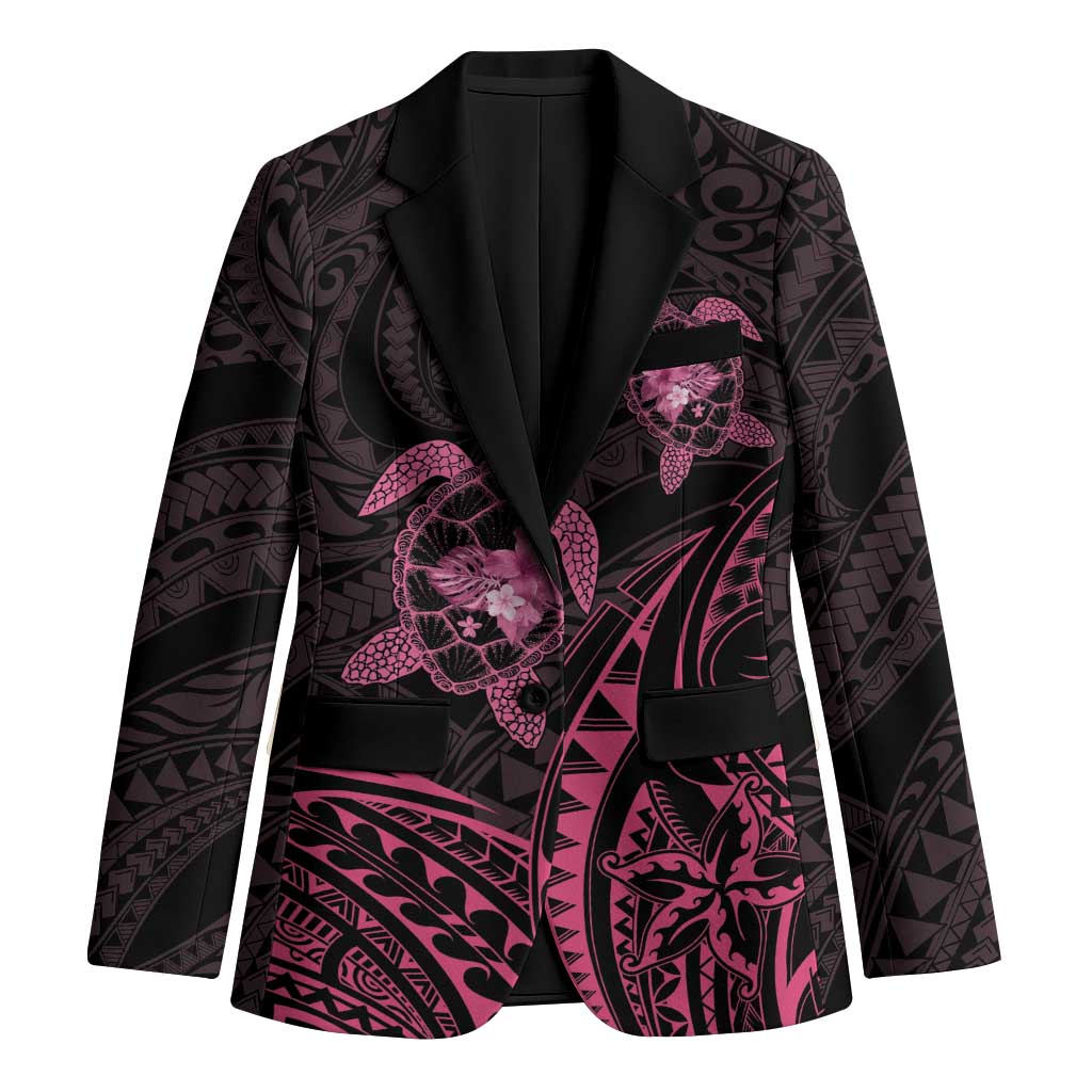 Pink Black Polynesia Floral Sea Turtle Blazer LT14 Unisex Black - Polynesian Pride