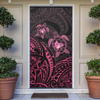 Pink Black Polynesia Floral Sea Turtle Door Cover LT14 Black - Polynesian Pride