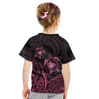 Pink Black Polynesia Floral Sea Turtle Kid T Shirt LT14 - Polynesian Pride