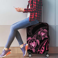 Pink Black Polynesia Floral Sea Turtle Luggage Cover LT14 - Polynesian Pride