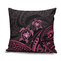 Pink Black Polynesia Floral Sea Turtle Pillow Cover LT14 Black - Polynesian Pride