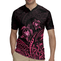 Pink Black Polynesia Floral Sea Turtle Rugby Jersey LT14 - Polynesian Pride