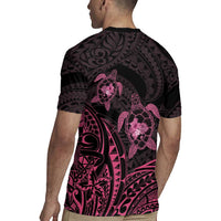 Pink Black Polynesia Floral Sea Turtle Rugby Jersey LT14 - Polynesian Pride