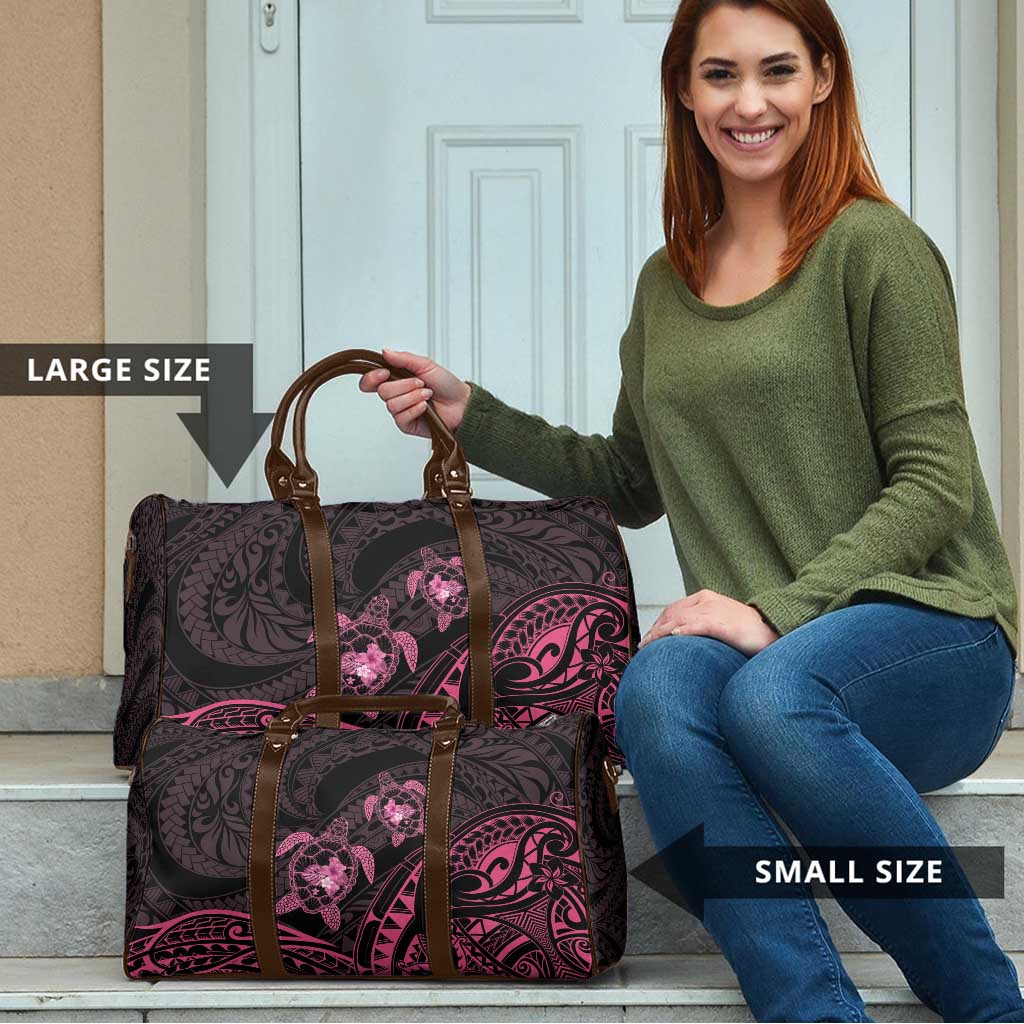 Pink Black Polynesia Floral Sea Turtle Travel Bag LT14 - Polynesian Pride