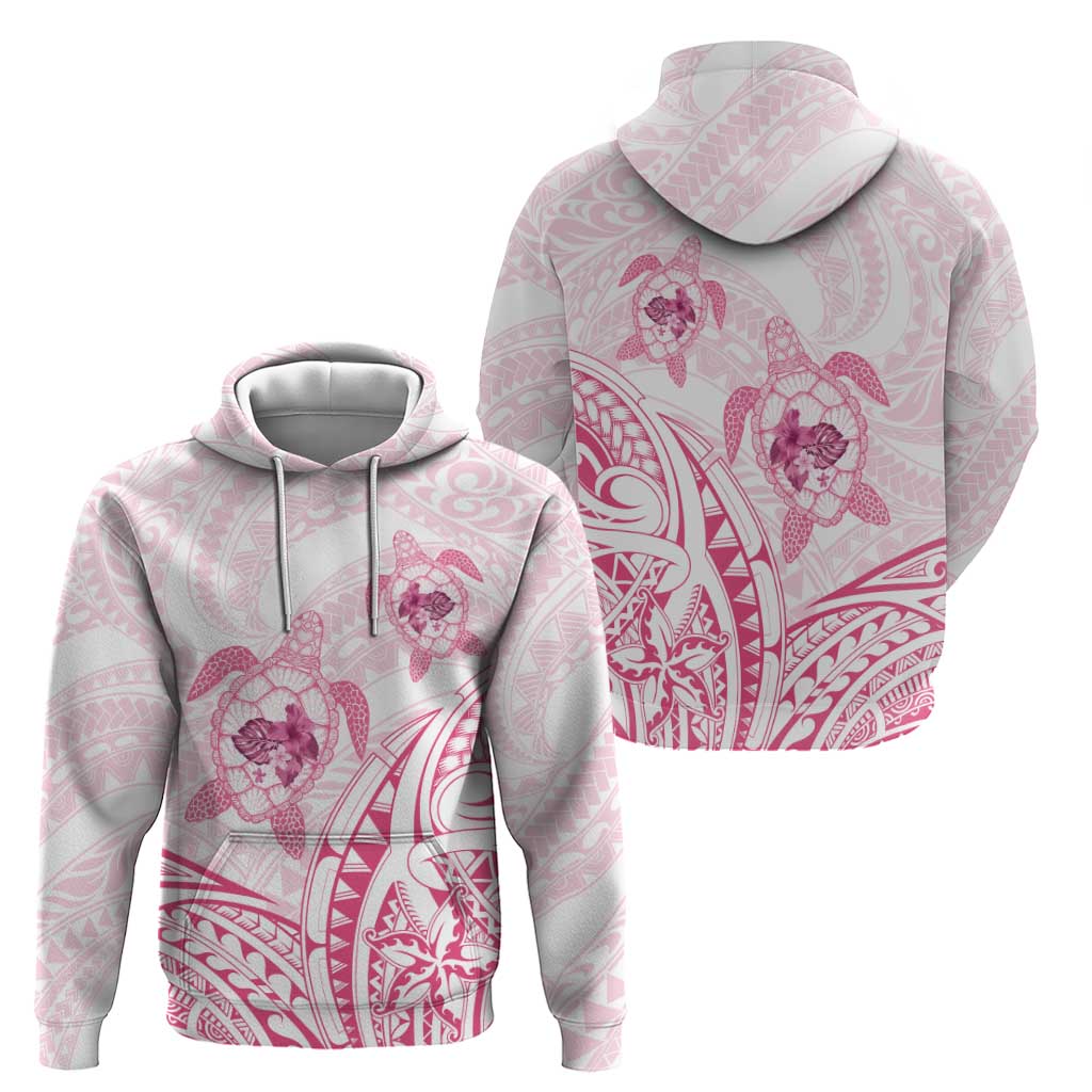 Pink White Polynesia Floral Sea Turtle Hoodie LT14 - Polynesian Pride