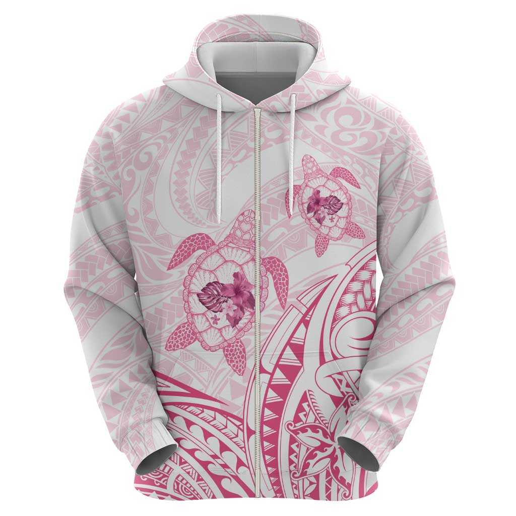 Pink White Polynesia Floral Sea Turtle Hoodie LT14 - Polynesian Pride