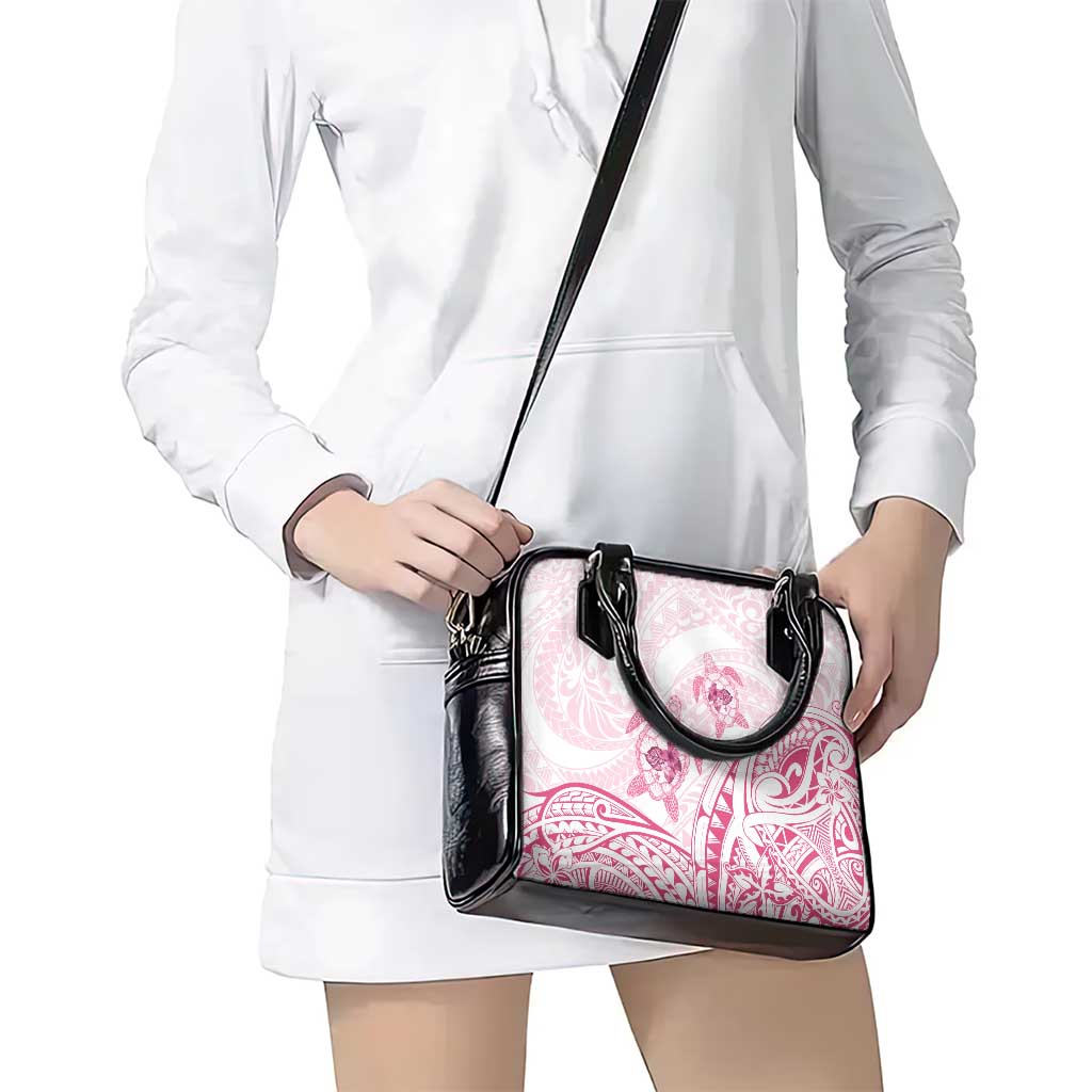 Pink White Polynesia Floral Sea Turtle Shoulder Handbag LT14 - Polynesian Pride