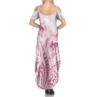 Pink White Polynesia Floral Sea Turtle Summer Maxi Dress LT14 - Polynesian Pride