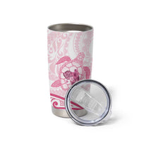 Pink White Polynesia Floral Sea Turtle Tumbler Cup LT14 - Polynesian Pride