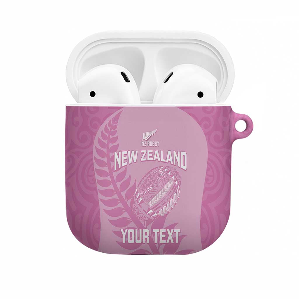 Custom New Zealand Silver Fern Rugby 2025 AirPods Case All Black Aotearoa Maori Pink LT14 Pink - Polynesian Pride