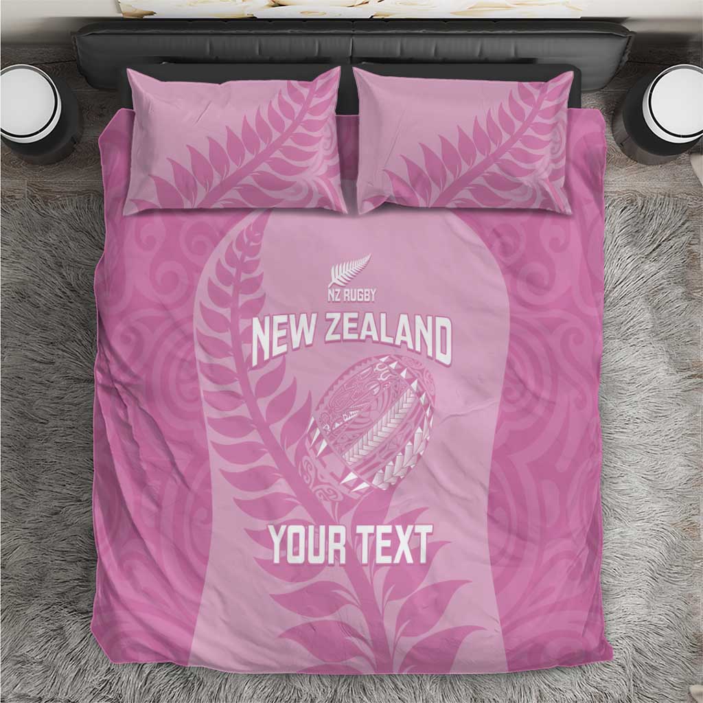 Custom New Zealand Silver Fern Rugby 2025 Bedding Set All Black Aotearoa Maori Pink LT14 Pink - Polynesian Pride