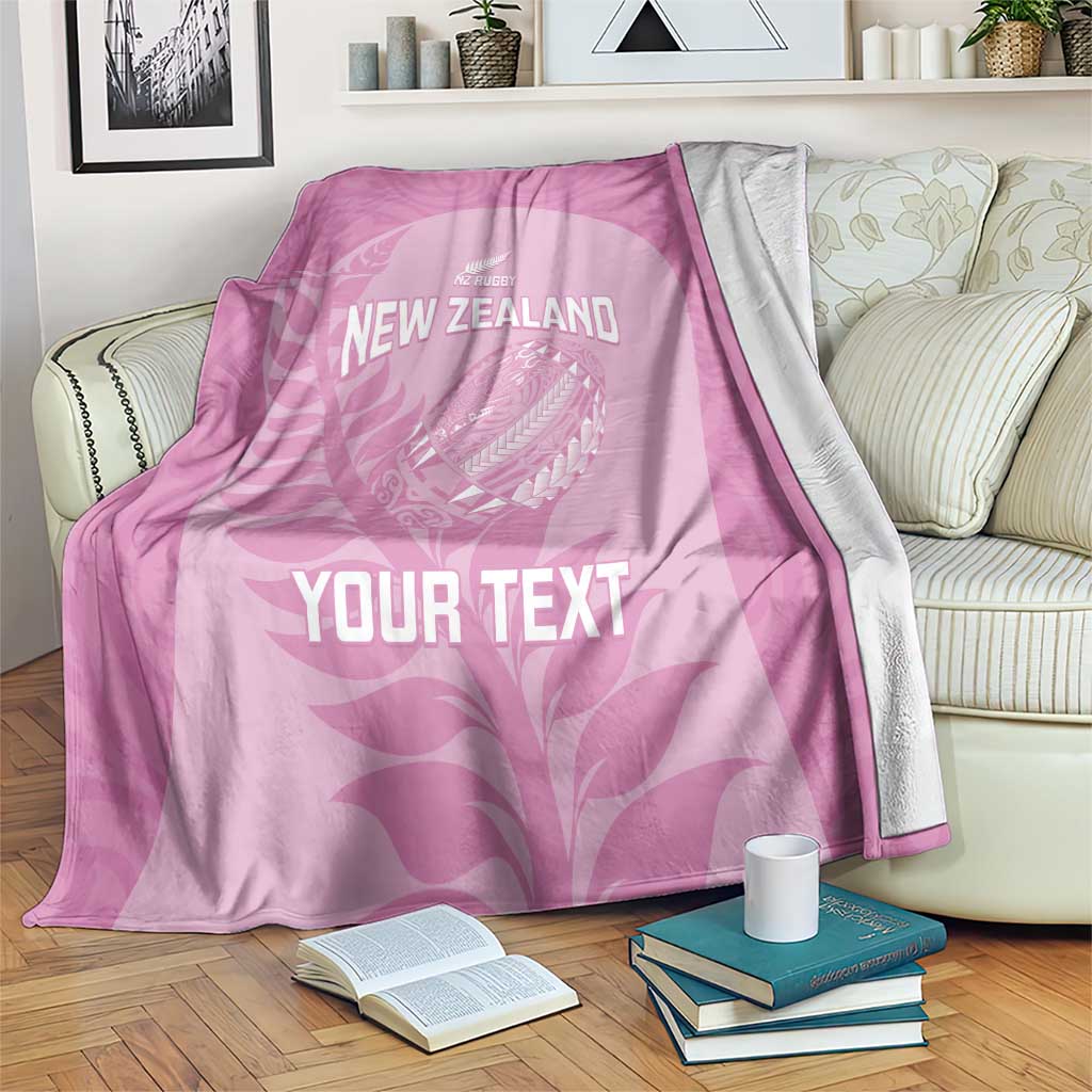 Custom New Zealand Silver Fern Rugby 2025 Blanket All Black Aotearoa Maori Pink LT14 Pink - Polynesian Pride