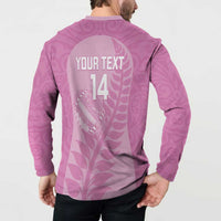 Custom New Zealand Silver Fern Rugby 2025 Button Sweatshirt All Black Aotearoa Maori Pink LT14 - Polynesian Pride