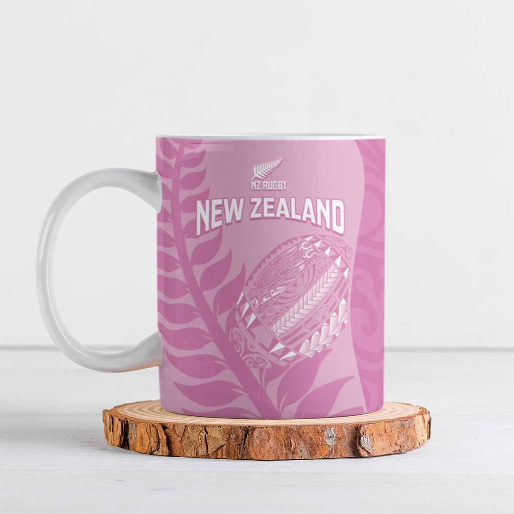 Custom New Zealand Silver Fern Rugby 2025 Ceramic Mug All Black Aotearoa Maori Pink LT14 Pink - Polynesian Pride