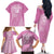 Custom New Zealand Silver Fern Rugby 2025 Family Matching Off The Shoulder Long Sleeve Dress and Hawaiian Shirt All Black Aotearoa Maori Pink