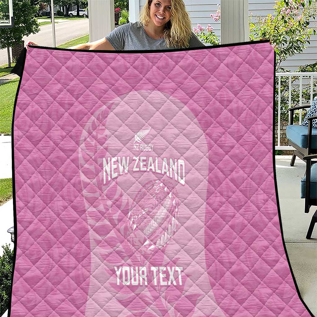 Custom New Zealand Silver Fern Rugby 2025 Quilt All Black Aotearoa Maori Pink LT14 Pink - Polynesian Pride