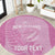 Custom New Zealand Silver Fern Rugby 2025 Round Carpet All Black Aotearoa Maori Pink