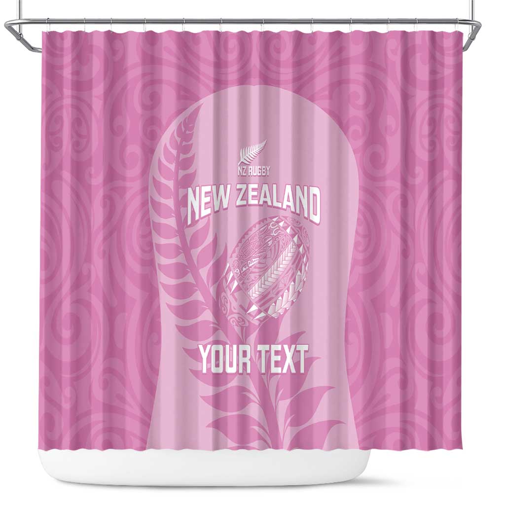 Custom New Zealand Silver Fern Rugby 2025 Shower Curtain All Black Aotearoa Maori Pink LT14 Pink - Polynesian Pride