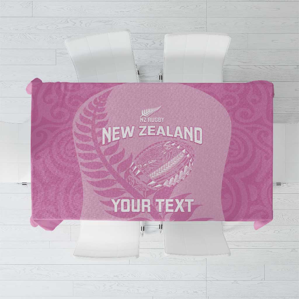 Custom New Zealand Silver Fern Rugby 2025 Tablecloth All Black Aotearoa Maori Pink LT14 Pink - Polynesian Pride