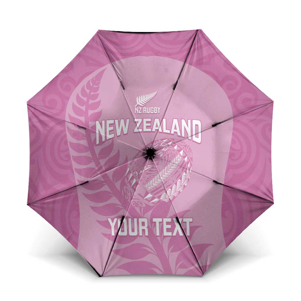 Custom New Zealand Silver Fern Rugby 2025 Umbrella All Black Aotearoa Maori Pink LT14 One Size Folded 11.42 inch Opened Diameter 37.4 inch Pink - Polynesian Pride