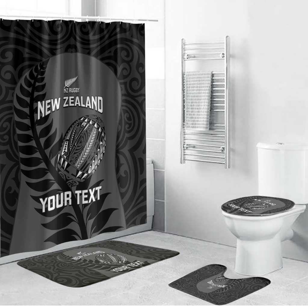Custom New Zealand Silver Fern Rugby 2025 Bathroom Set Go Champions Aotearoa Maori Black LT14 Bathroom Set (4 pcs) Black - Polynesian Pride