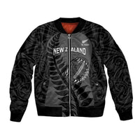 Custom New Zealand Silver Fern Rugby 2025 Bomber Jacket Go Champions Aotearoa Maori Black LT14 Unisex Black - Polynesian Pride