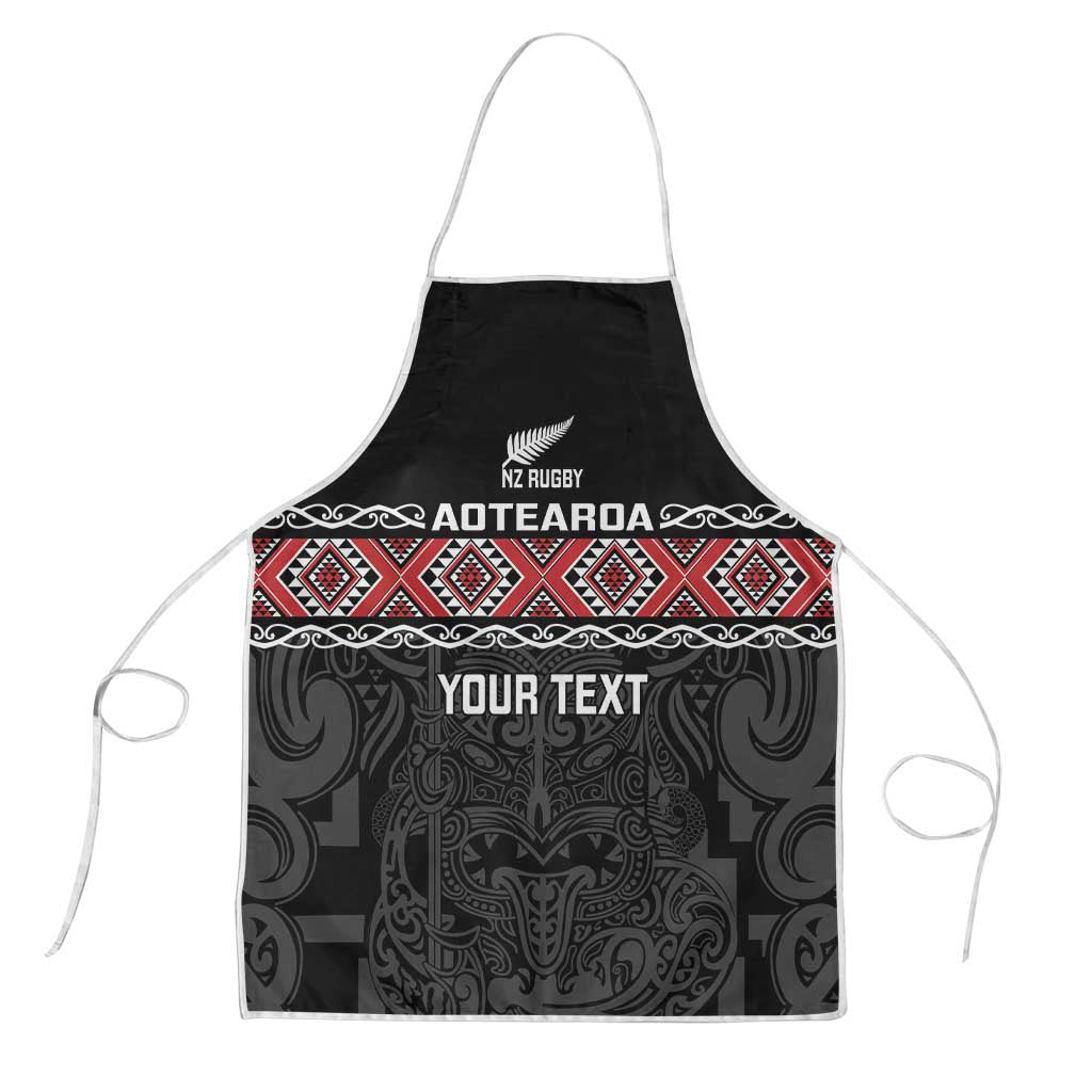 Custom New Zealand Silver Fern Rugby Apron All Black Maori Taniko Pattern LT14 Black - Polynesian Pride