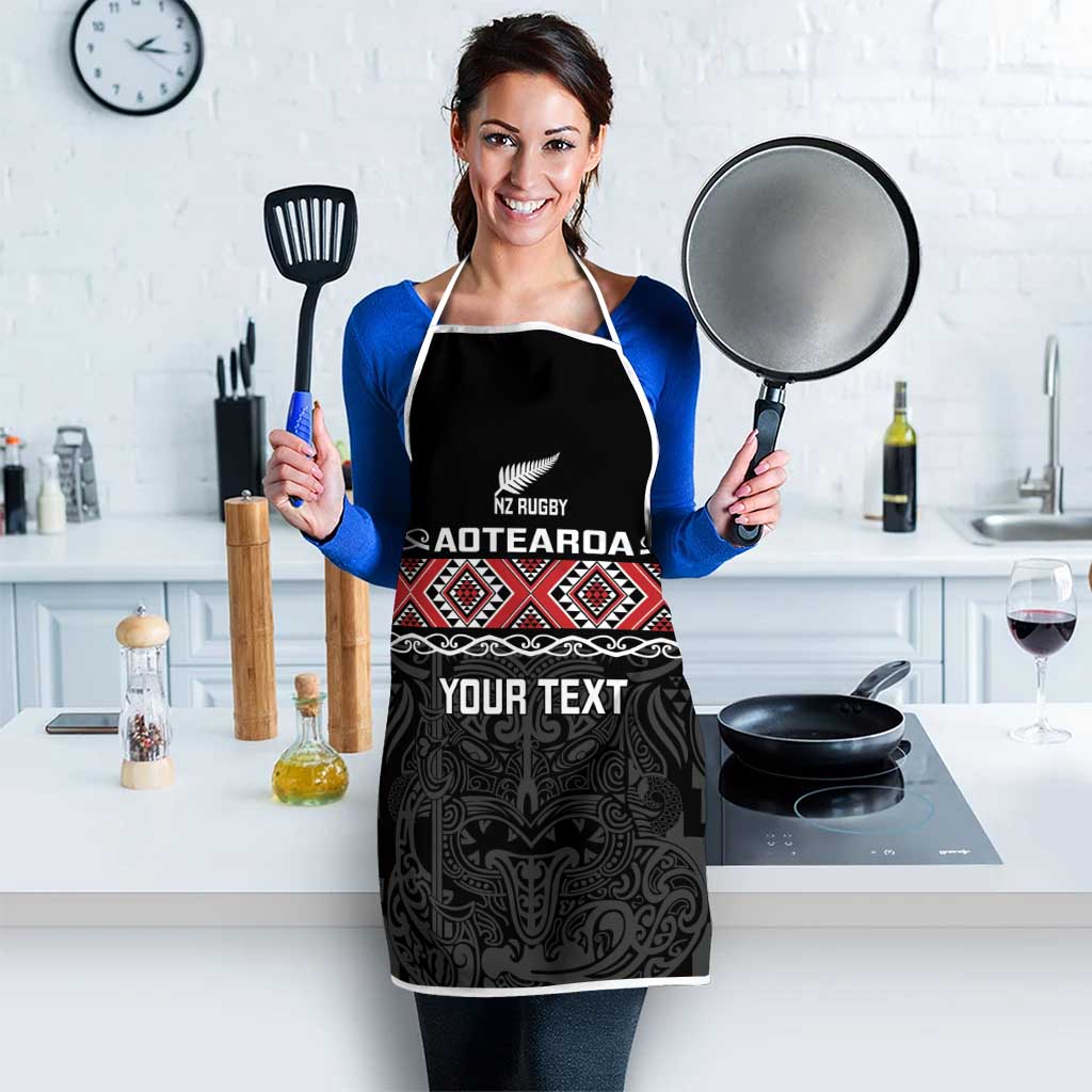 Custom New Zealand Silver Fern Rugby Apron All Black Maori Taniko Pattern LT14 - Polynesian Pride