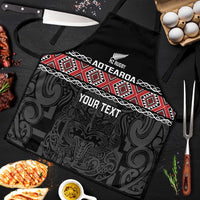 Custom New Zealand Silver Fern Rugby Apron All Black Maori Taniko Pattern LT14 Black - Polynesian Pride