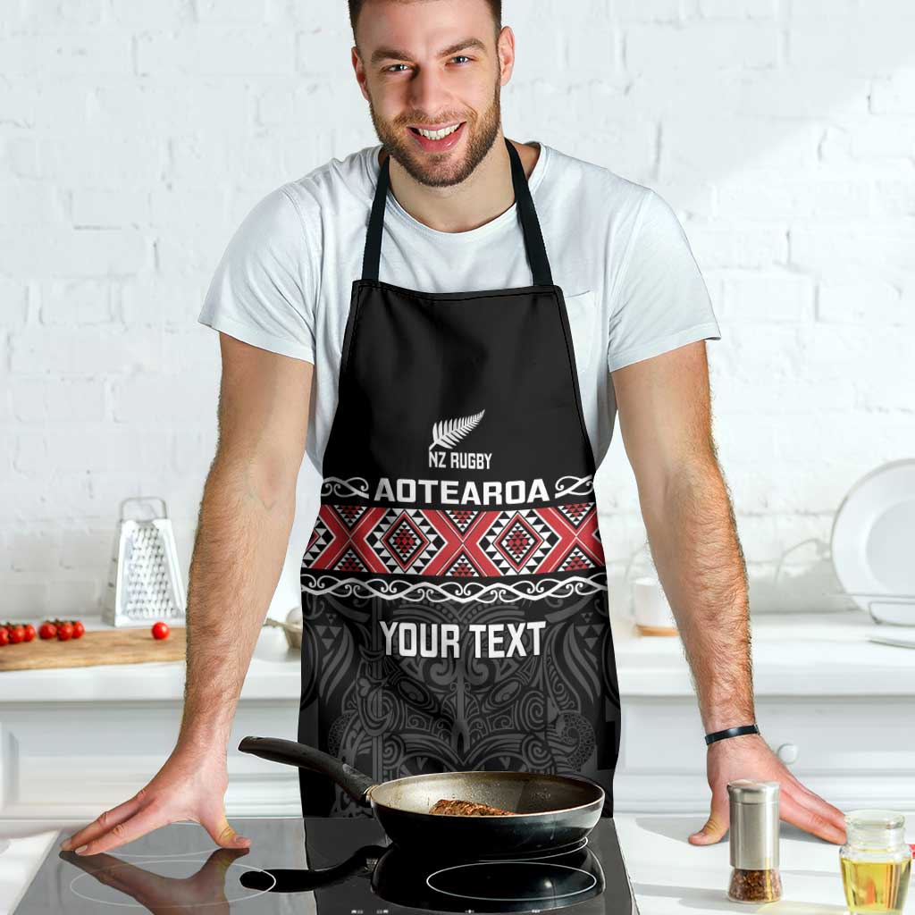 Custom New Zealand Silver Fern Rugby Apron All Black Maori Taniko Pattern LT14 - Polynesian Pride