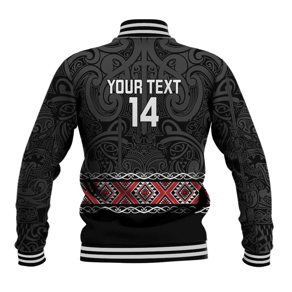 Custom New Zealand Silver Fern Rugby Baseball Jacket All Black Maori Taniko Pattern LT14 - Polynesian Pride