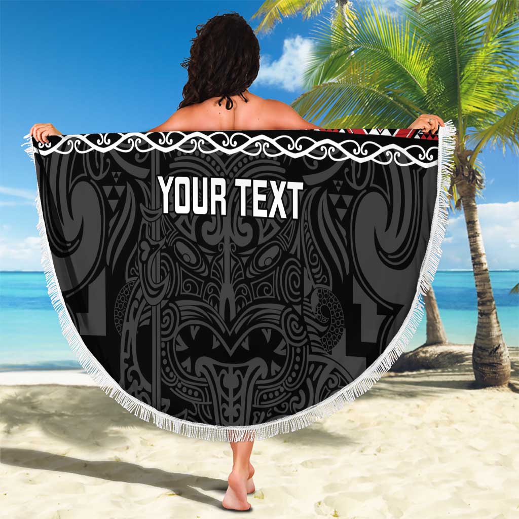 Custom New Zealand Silver Fern Rugby Beach Blanket All Black Maori Taniko Pattern LT14 - Polynesian Pride