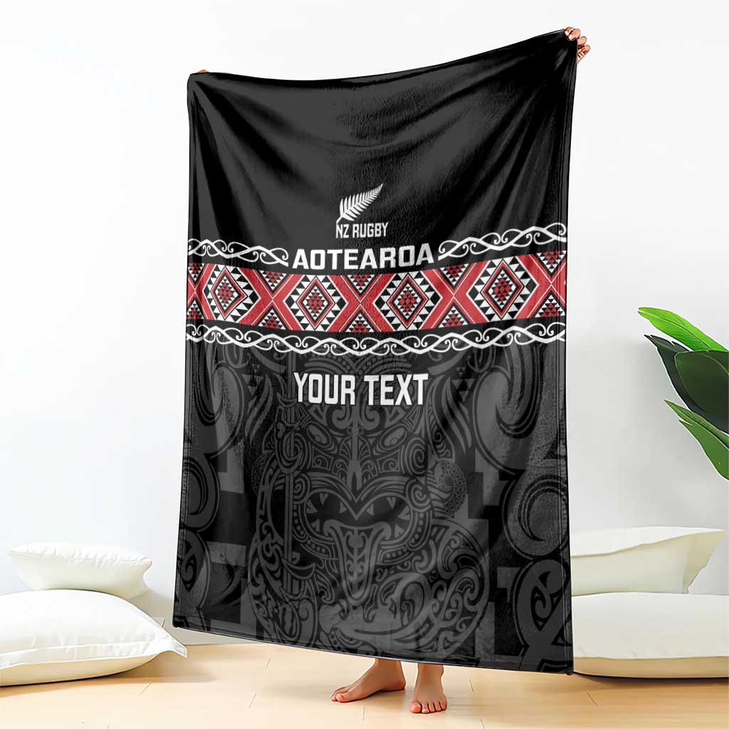 Custom New Zealand Silver Fern Rugby Blanket All Black Maori Taniko Pattern LT14 - Polynesian Pride