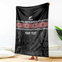 Custom New Zealand Silver Fern Rugby Blanket All Black Maori Taniko Pattern LT14 - Polynesian Pride