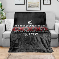 Custom New Zealand Silver Fern Rugby Blanket All Black Maori Taniko Pattern LT14 - Polynesian Pride