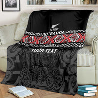 Custom New Zealand Silver Fern Rugby Blanket All Black Maori Taniko Pattern LT14 - Polynesian Pride