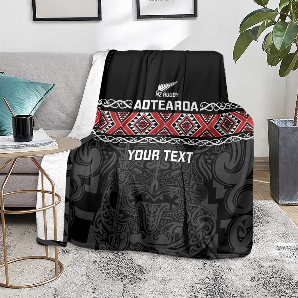 Custom New Zealand Silver Fern Rugby Blanket All Black Maori Taniko Pattern LT14 - Polynesian Pride