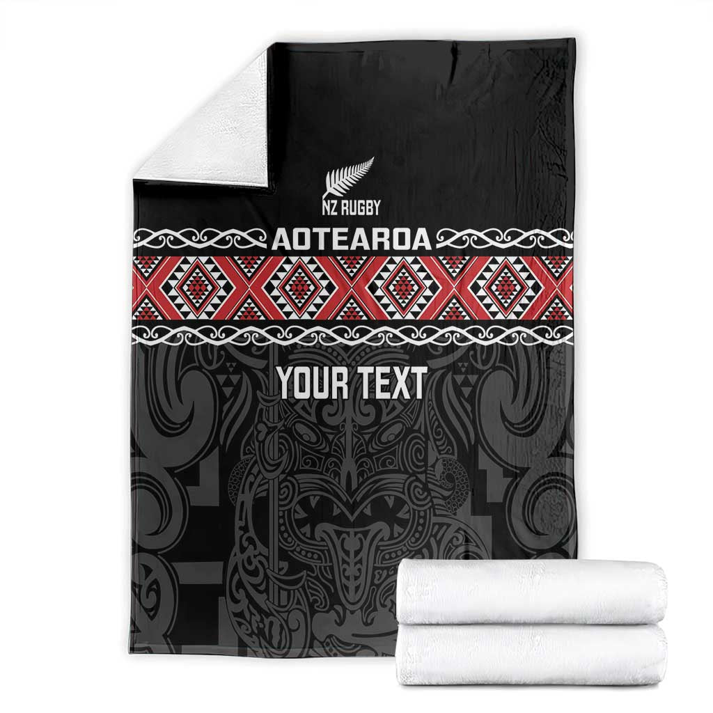Custom New Zealand Silver Fern Rugby Blanket All Black Maori Taniko Pattern LT14 - Polynesian Pride