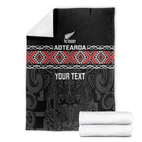 Custom New Zealand Silver Fern Rugby Blanket All Black Maori Taniko Pattern LT14 - Polynesian Pride