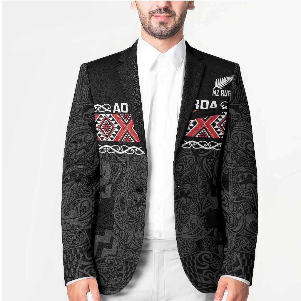 Custom New Zealand Silver Fern Rugby Blazer All Black Maori Taniko Pattern LT14 - Polynesian Pride