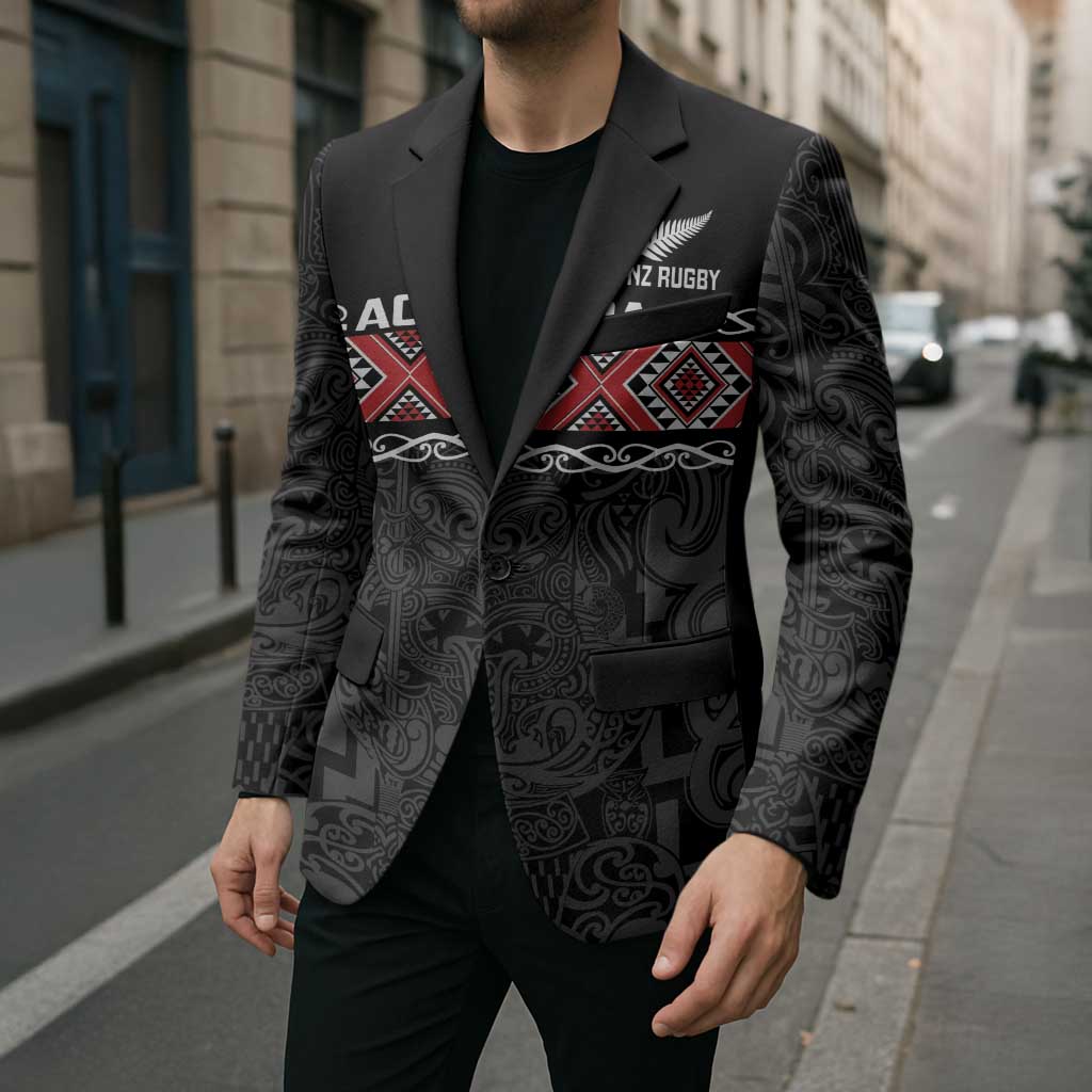 Custom New Zealand Silver Fern Rugby Blazer All Black Maori Taniko Pattern LT14 - Polynesian Pride