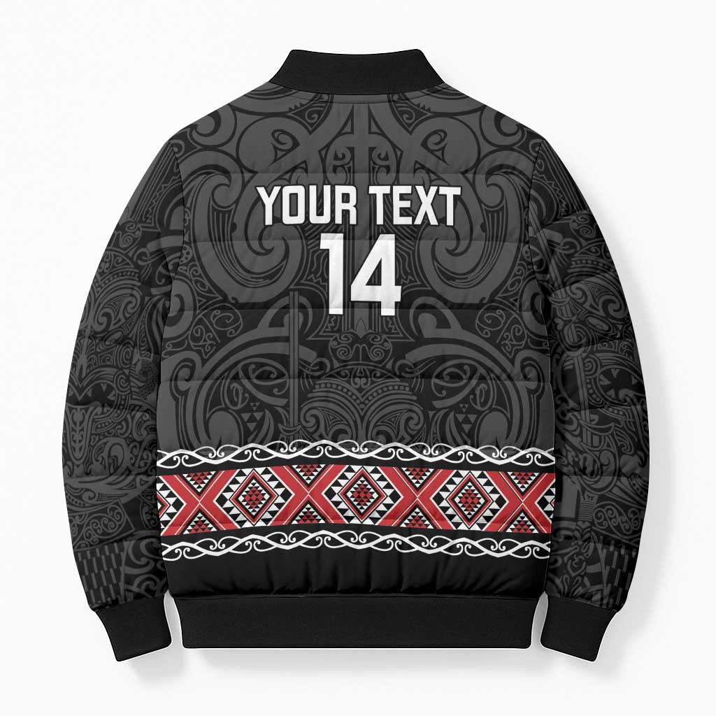 Custom New Zealand Silver Fern Rugby Bomber Puffer Jacket All Black Maori Taniko Pattern LT14 - Polynesian Pride