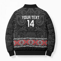 Custom New Zealand Silver Fern Rugby Bomber Puffer Jacket All Black Maori Taniko Pattern LT14 - Polynesian Pride