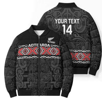 Custom New Zealand Silver Fern Rugby Bomber Puffer Jacket All Black Maori Taniko Pattern LT14 - Polynesian Pride