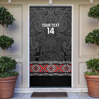 Custom New Zealand Silver Fern Rugby Door Cover All Black Maori Taniko Pattern LT14 Black - Polynesian Pride