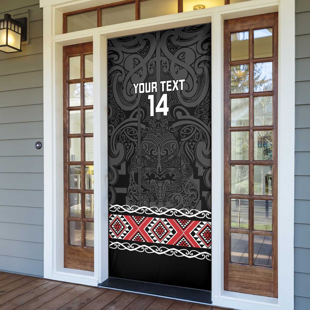 Custom New Zealand Silver Fern Rugby Door Cover All Black Maori Taniko Pattern LT14 - Polynesian Pride