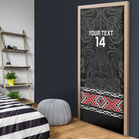 Custom New Zealand Silver Fern Rugby Door Cover All Black Maori Taniko Pattern LT14 - Polynesian Pride