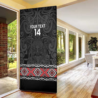 Custom New Zealand Silver Fern Rugby Door Cover All Black Maori Taniko Pattern LT14 - Polynesian Pride